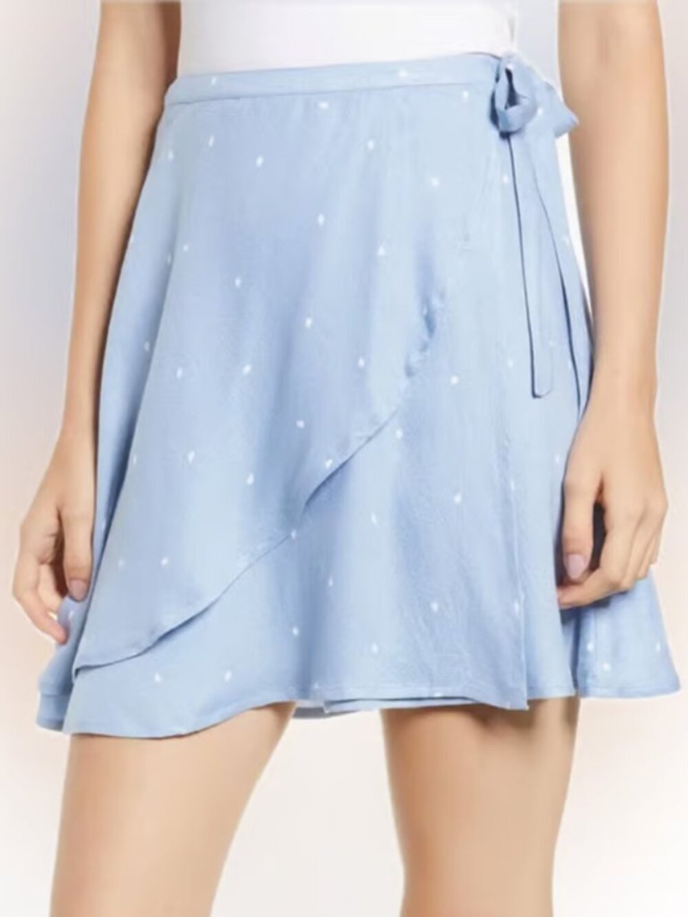 NEW Volcom Light Blue April March Mini Wrap Skirt M Logo Dots Beach Coverup $45